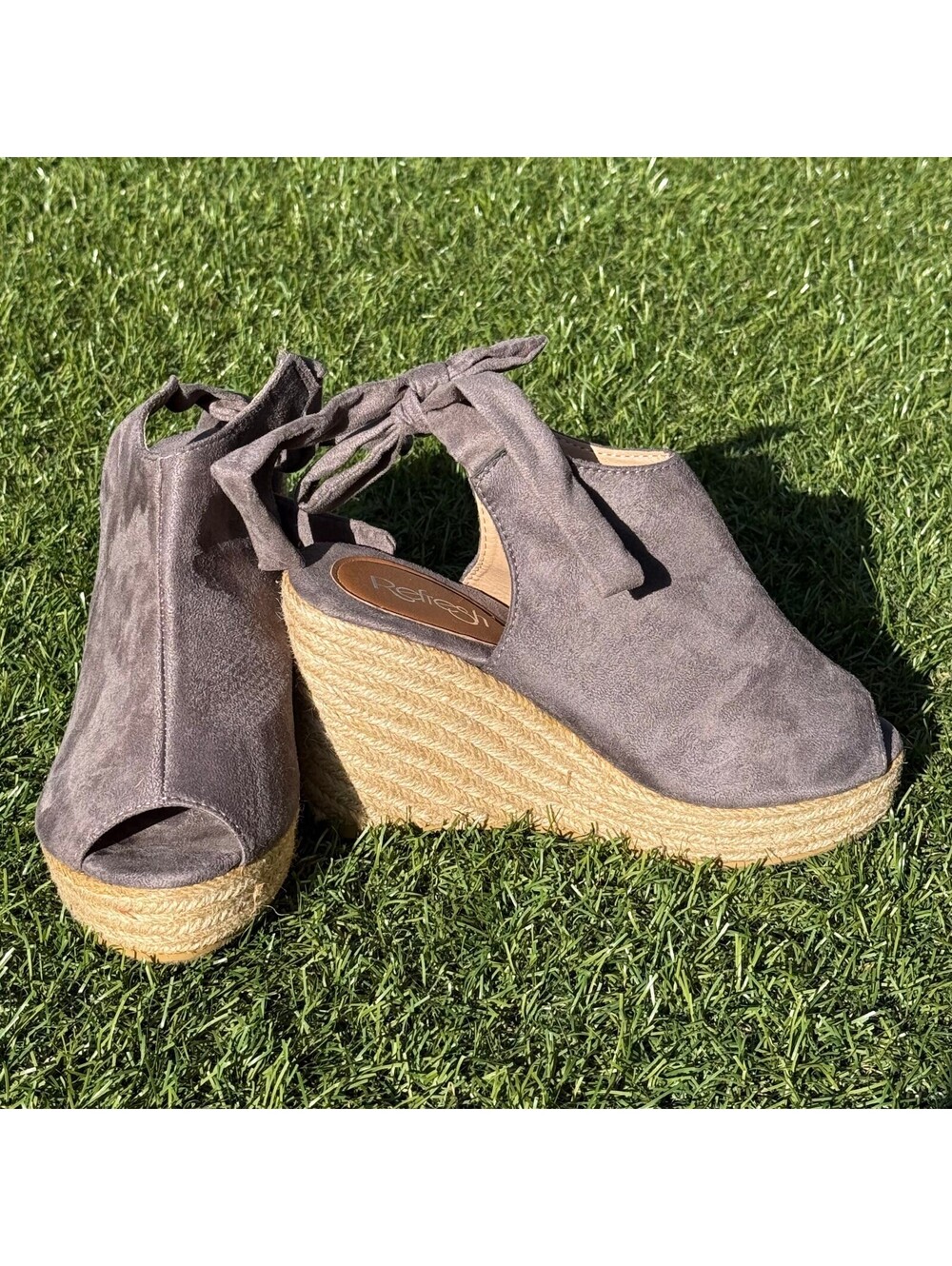 Refresh Emery Espadrille Wedge Sandals Grey